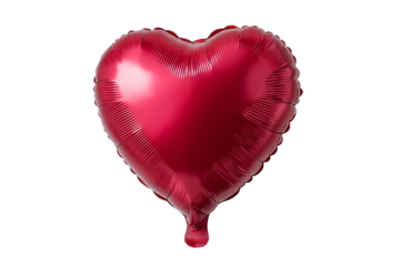 Celebrating Love Red Heart Shape Balloon on White or Transparent Backdrop