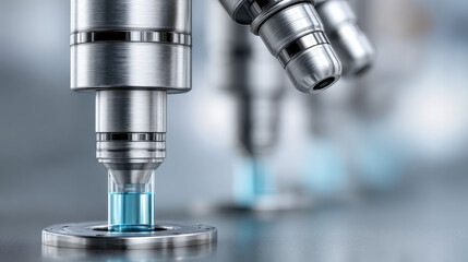 Fototapeta premium Robot-assisted pharmaceutical lab enhances accuracy in drug discovery with AI robotic arms and test tube analysis