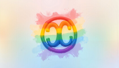 Obraz premium Colorful LGBTQ Pride Symbol with Rainbow Watercolor Background 