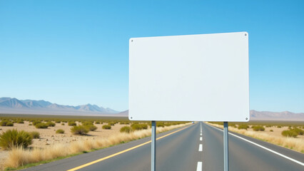 Fototapeta premium blank roadside sign perfectly suited road advertisements clear blue