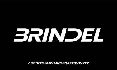 BRINDEL FONT, Sport Modern Italic Alphabet Font. Typography urban style fonts for technology, digital, movie logo design. vector illustration