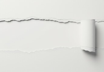 Torn white paper reveals blank space soft light creates calm mood. AI Generated