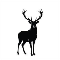 Fototapeta premium Deer Silhouette, Deer Art, Deer Clipart, Deer Vector, Deer Icon, Deer Head Silhouette, Deer Outline, Deer Shape, Deer Drawing, Deer Graphic, Buck Silhouette, Doe Silhouette, Forest Deer Art, Wildlife 