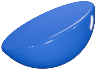 3D Blue Hemisphere Shape Isolated