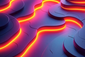 Seamless Futuristic Geometric Pattern with Neon Accents for Digital Design