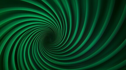 The image contains an abstract illustration of a spiraling vortex in shades of deep green.  The design creates a hypnotic and three-dimensional effect.