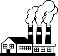 black and white flat icon vector of industrial plant