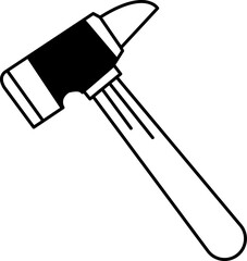 black and white flat icon vector of Hammer