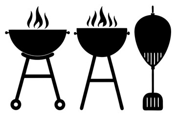set of Grill silhouette vector illustration