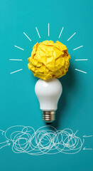 Idea Lightbulb: Crumpled Paper Brainstorming for Creative Solutions & Innovation. Thinking Outside the Box!