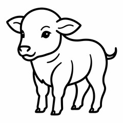 black and white cartoon illustration of a cow