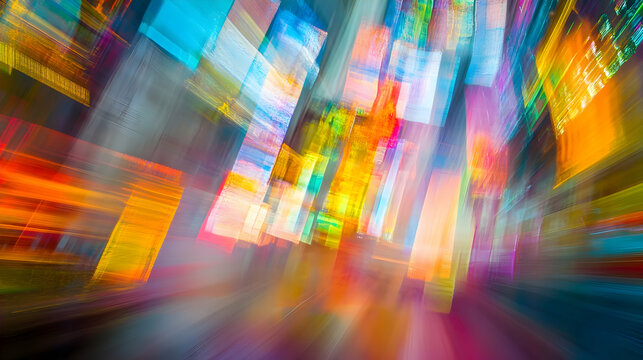 Abstract urban lights blurred motion night city