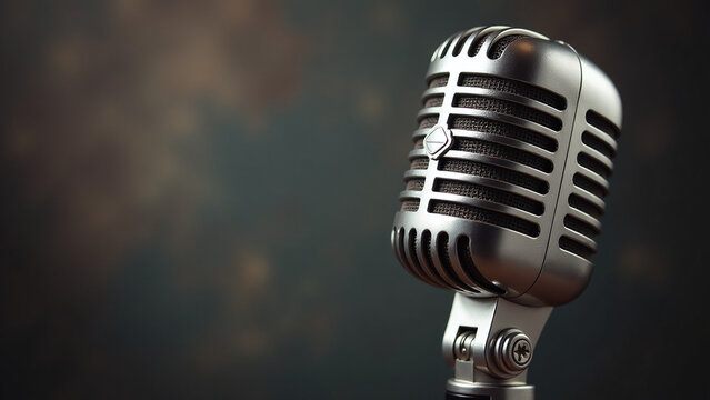 classic vintage silver microphone retro look suitable old school themed events photography