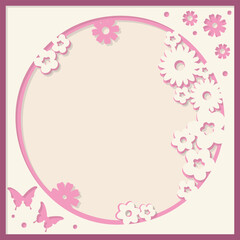 Summer frame Layered paper cut style, Shadow Box 