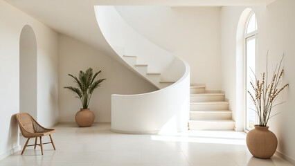 clean lines create simple yet elegant space minimal decor soft natural tones surrounding curved
