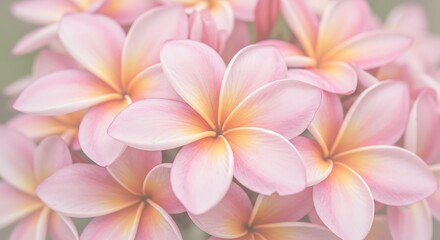 Fototapeta premium Soft Blossom Embrace Pastel Paradise Blooms Gentle Plumeria Whisper Pink Petal Dream Floral Serenity Blushing Petals Tranquil Blooms A Soft Light Flower Reverie Delicate Hues AI Generated