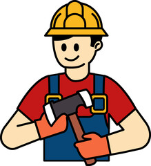 flat icon vector of Technician holding a hammer
