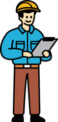flat icon vector of Technician is holding documents