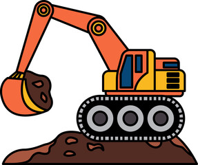 flat icon vector of The crane is lifting a load of dirt