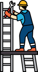 flat icon vector of The scaffolder is assembling the scaffolding