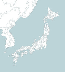 Black and white outline map of Japan, featuring all major islands with clear borders. Editable vector format, perfect for education, presentations, infographics, and customizable design work.