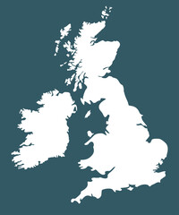 Black and white outline map of the United Kingdom, including England, Scotland, Wales, and Northern Ireland. Clean, high-resolution vector perfect for educational, design, and print use.