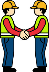 Fototapeta premium flat icon vector of Two technicians are shaking hands