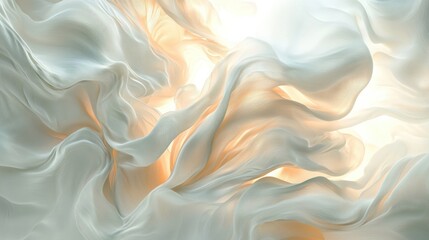Obraz premium Translucent Fabric Flowing in Soft Waves with Warm Light Glowing From Behind