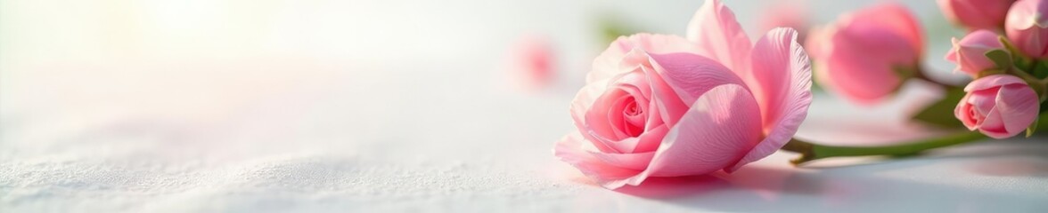 Delicate petals unfurl on a crisp white surface, garden, details, isolated