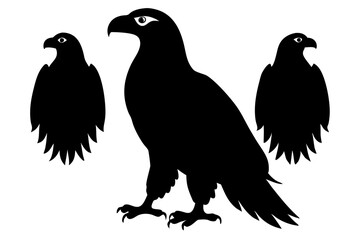 set of Bald Eagle silhouette vector illustration