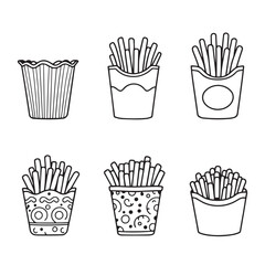 Trendy French Fries Vector Line Art Graphic Illustration