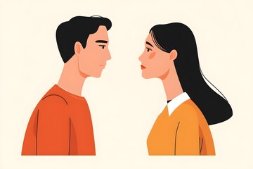 A man and a woman are looking at each other