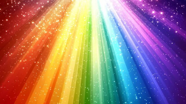A burst of rainbow light rays radiating outward 