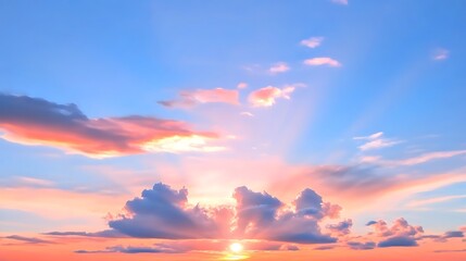 Fototapeta premium Majestic Sunset Sky Vibrant Pink Orange and Blue Hues with Dramatic Clouds