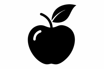 apple with leaf design silhouette vector illustration