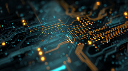 abstract technology code blue, orange yellow background. Teplate background with lights. Magic background with colorful lights.