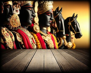 Realistic Depiction of Hindu Mythological Creatures with Rich Colors and Details Against a Vibrant Background Setting