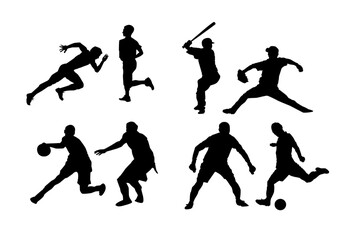 Silhouettes of Athletes Playing Various Sports