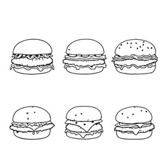 Crispy Fried Fish Sandwich Vector Line Art Design