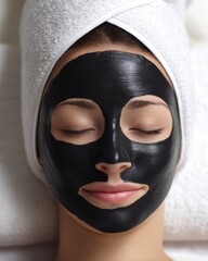 At the spa salon, a woman's face is being massaged by a cosmetologist