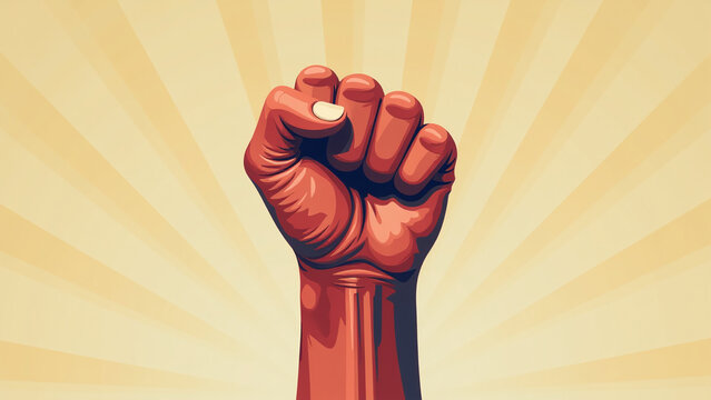 hand raised fist conveys strength solidarity powerful