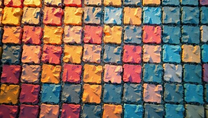 Fototapeta premium Geometrically arranged paving stones, abstract aerial view, angles, shape