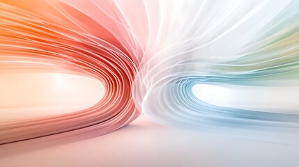Naklejka premium Abstract Swirling Pastel Colors Dynamic Curves Soft Light 3D Render Futuristic Design Elegant Background