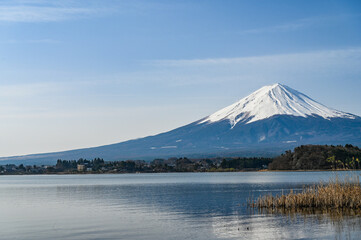 山梨県河口湖と富士山