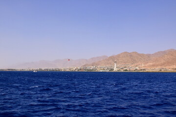 Fototapeta premium View of Aqaba, Jordan, seen from the sea