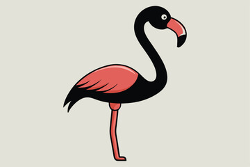 Flamingo Shape Black Vector - Elegant Minimalist Bird Silhouette Design.
