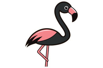 Flamingo Shape Black Vector - Elegant Minimalist Bird Silhouette Design.
