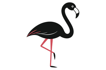Flamingo Shape Black Vector - Elegant Minimalist Bird Silhouette Design.