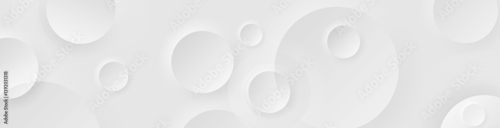 Poster White grey geometric tech background with abstract minimal glossy circles. Vector concept banner design