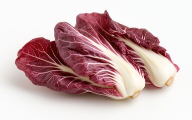 Fototapeta premium Fresh Red Radicchio Leaves on White